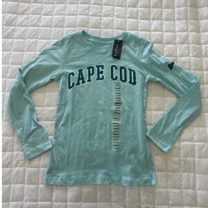 CAPE COD Girls Long Sleeve T-Shirt Blue Crewneck Spell Out New England CUFFYS M